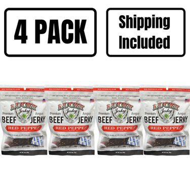 Red Pepper Beef Jerky | 3 oz. Bag | Mouthwatering Medley Of Beef, Pepper, & Brown Sugar | Cooked To Tender Perfection | All Natural | Hand Selected Cattle | Naturally High In Protein | 4 Pack | Shipping Included